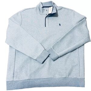 POLO  Ralph Lauren Pullover‎ 1/4 Button Double Knit Blue Mens 2XL